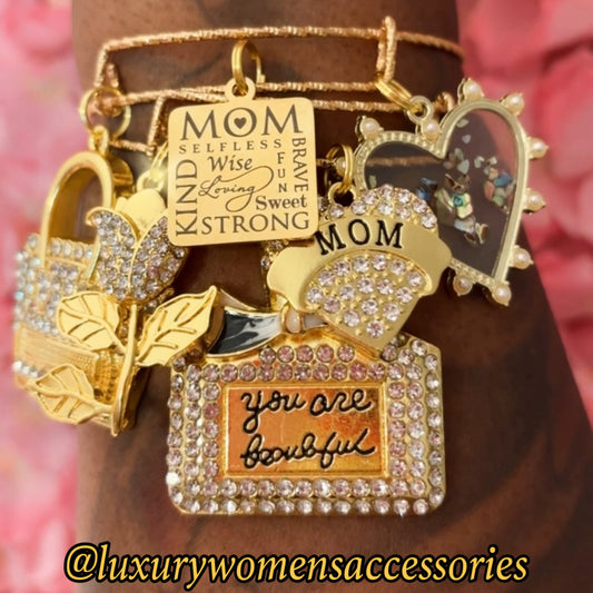 Gold “Mom” Bangle Bracelet Set(set of 2)
