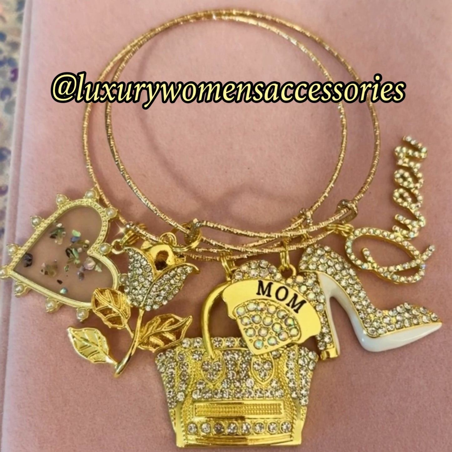 “Restocked” Gold “Mom” Bangle Bracelet Set(set of 2)