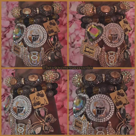 "Shades Of Gold" Beaded Bracelet Set(set of 3)