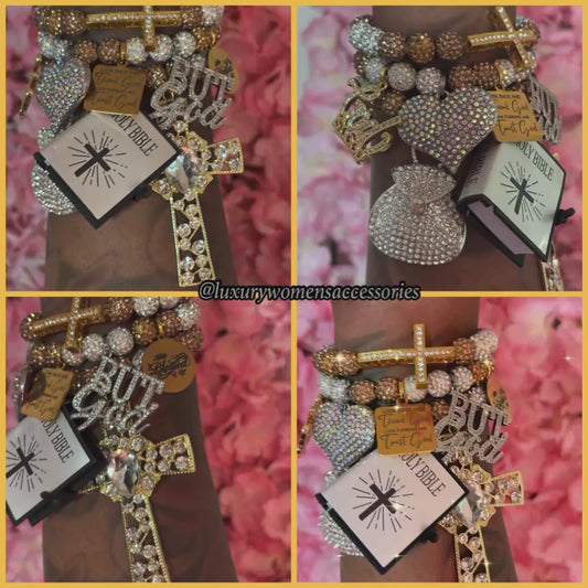 New "Silver/Gold" Religious Beaded Bracelet Set(set of 3)