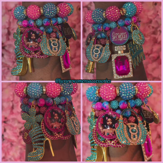 "Cotton Candy" Beaded Bracelet Set(set of 4)
